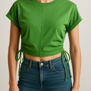 All Saints Vibrant Green Tie-Side Crop Top
